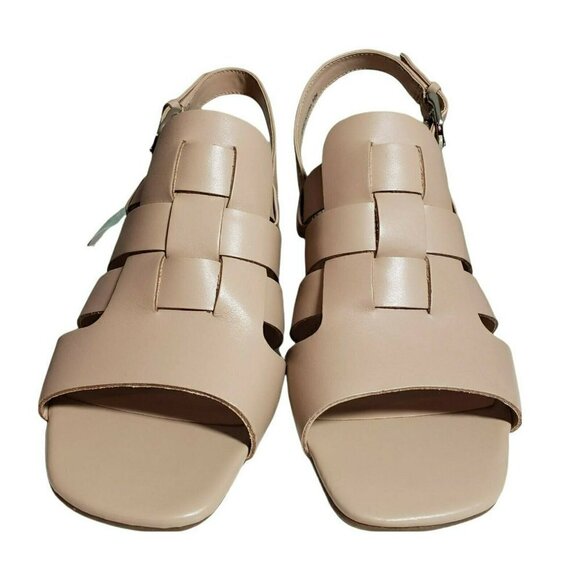 Evolve Women Light Natural Leather Open Toe Slingback Block Heels Sandals Sz 8.5 - Picture 5 of 11